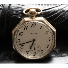 Antique Elgin Size 12 Model 3 Hexagon 1911 Pocket Watch.